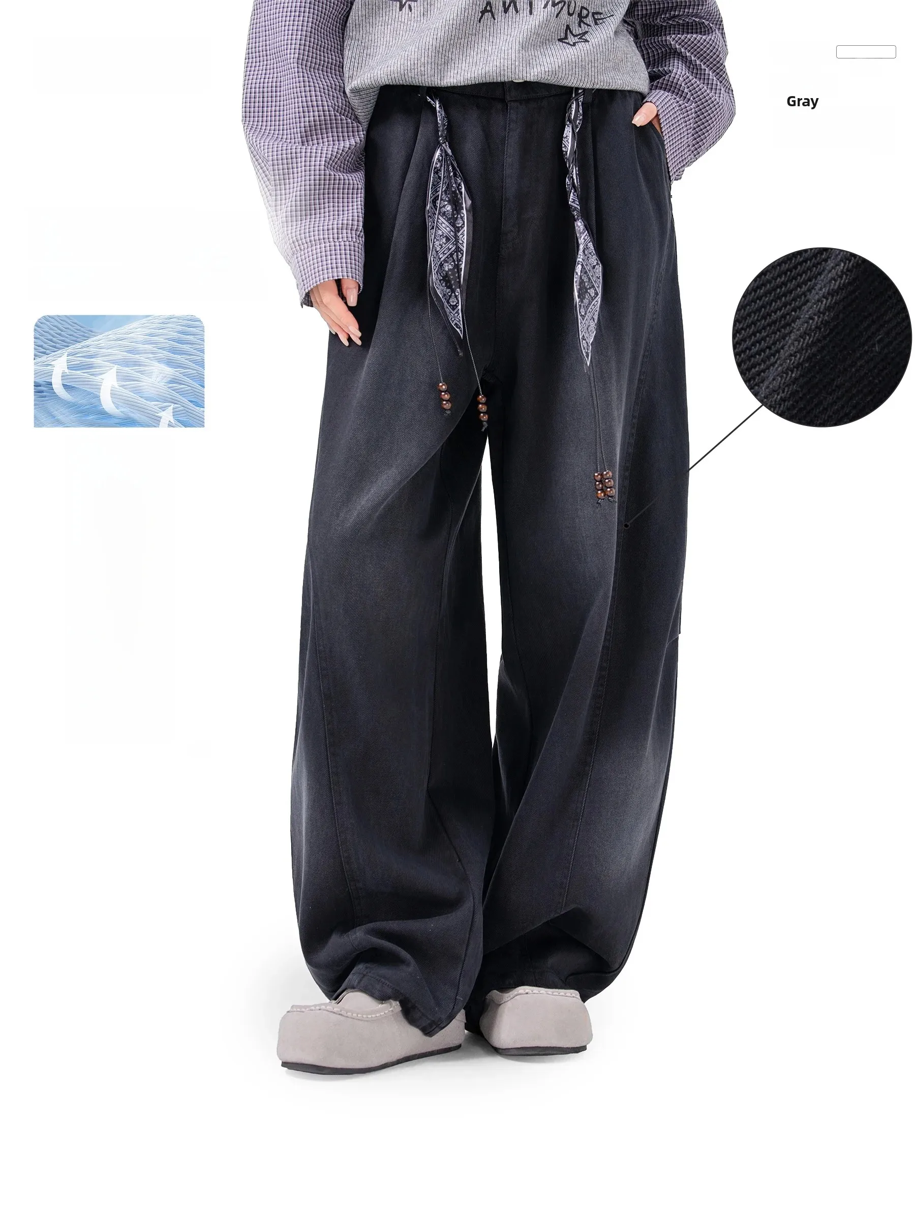 AOGZ American Retro Washed Wide Leg Pants Loose Straight Men's Autumn Commuter Loose Feel Hip Hop Long Trousers Casual Cotton...
