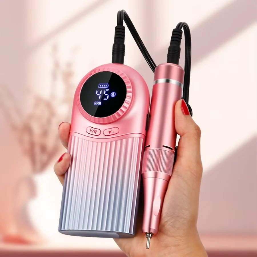 Cosprysmal 45000RPM Rechargeable Nail Drill Portable Electric Nail Sander for Gel Nail Polishing Home Salon Manicure Tool