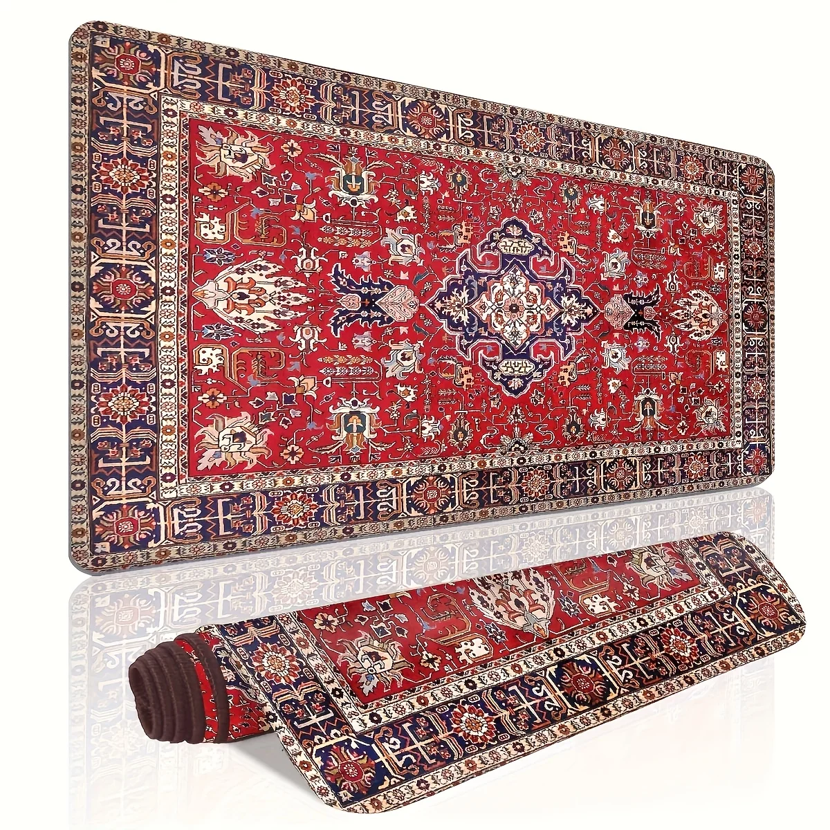 1pc Large Persian Floral Desk Mat Suitable for Home Office Gaming, Non-Slip Rubber Base & Precisely Stitched Edges, Thick XL XXL Mouse Pad with Persian Pattern