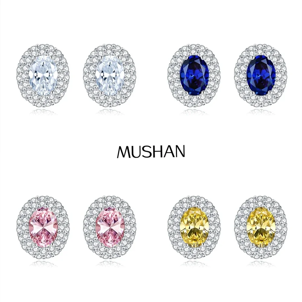 MuShan Jewelry 925 Sterling Silver Stud Earrings Dangle High Carbon Diamond Elegant Her Gift Women Earring Fine Jewelry