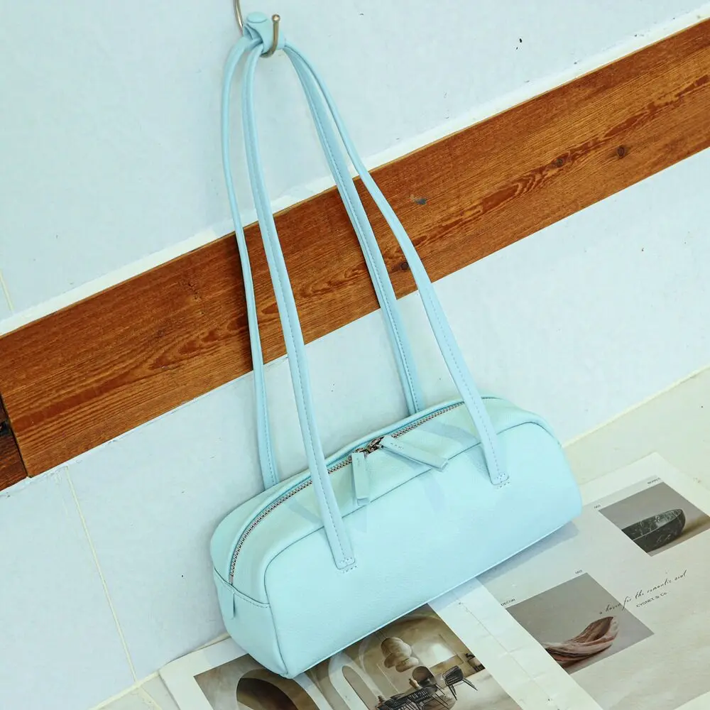 Mendy Genuine Leather Boston Bag Women Litchi Grain Zipper Top Double Handle Detachable Strap Luxury Designer Vintage Original