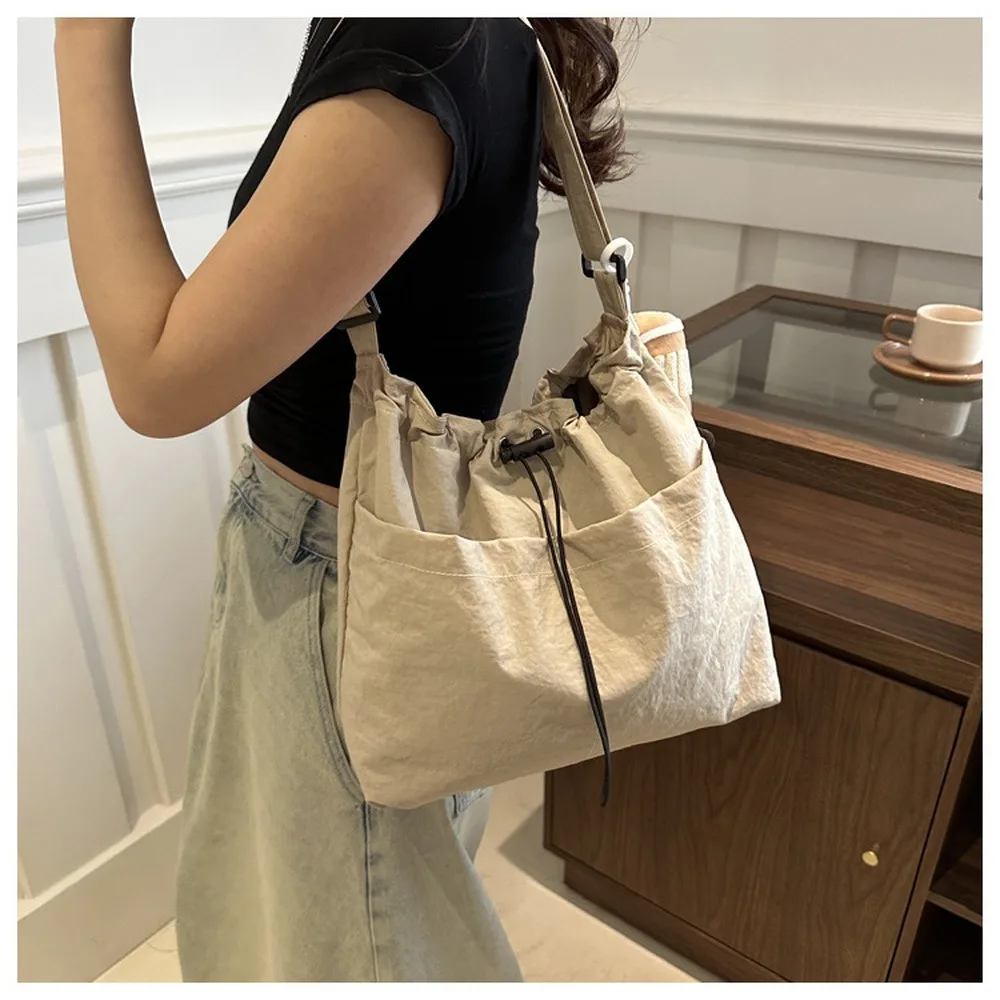 Khaki Large Capacity Fabric Tote Bag 1 Pack for Women, Simple Casual Shoulder Crossbody Handbag, Versatile Daily Work Shopping Purse