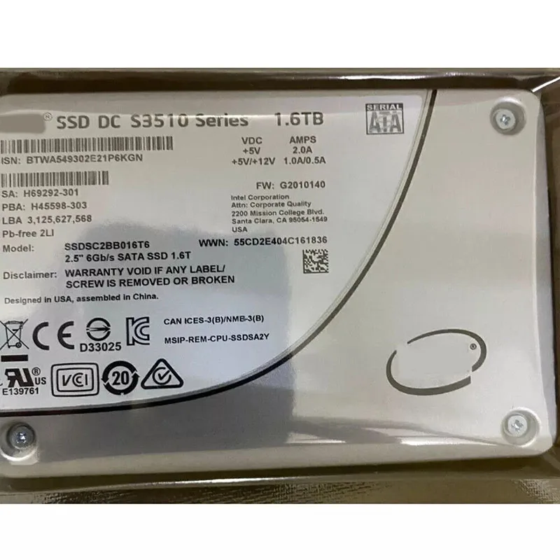 New Intel DC S3510 Series 1.6TB SSD SATA III Enterprise 2.5" 6Gb/s SSDSC2BB016T6