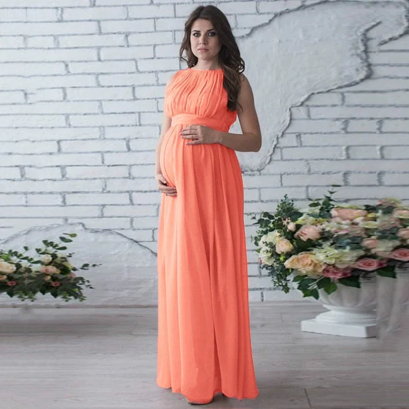 2026 New Woman Pregnancy Clothes Sleeveless Maternity Dresses Photoshoot Women See-through High Elastic Net Photography Dress