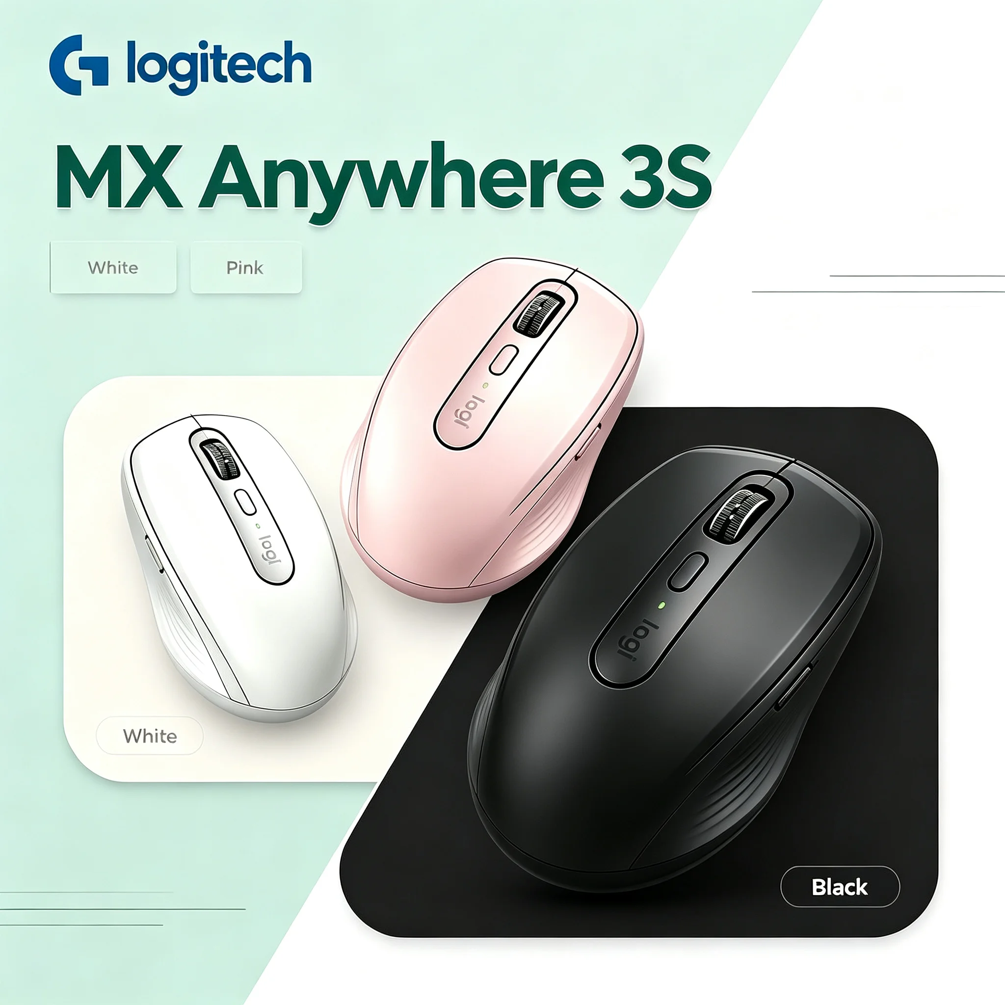Logitech MX Anywhere 3S Office Wireless Mouse Silent Buttons Multi-computer Control Rechargeable Mice