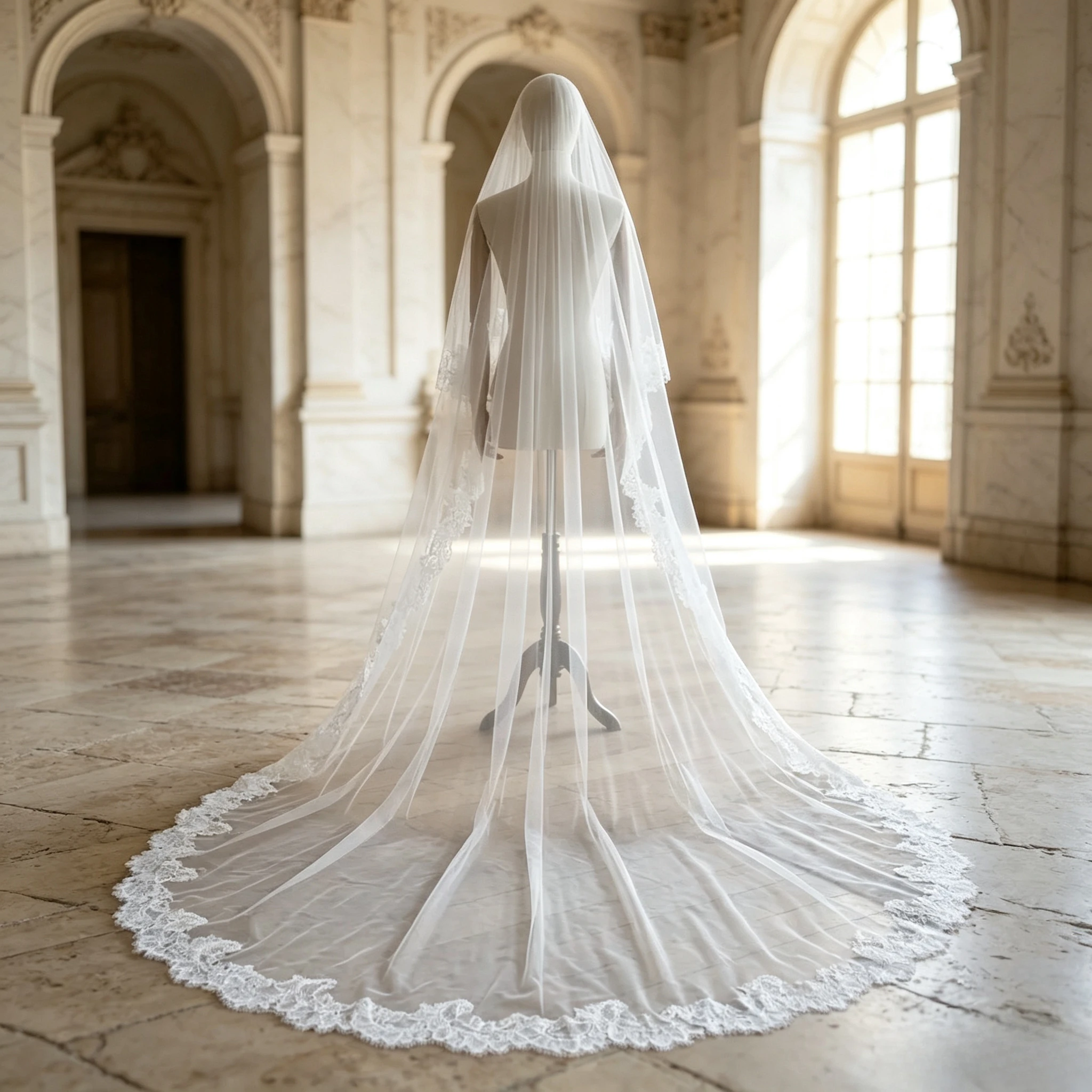 Handmade Mantilla Wedding Veil Cathedral Bridal Headpiece Wedding Accessories Bridal Veil (with Comb)