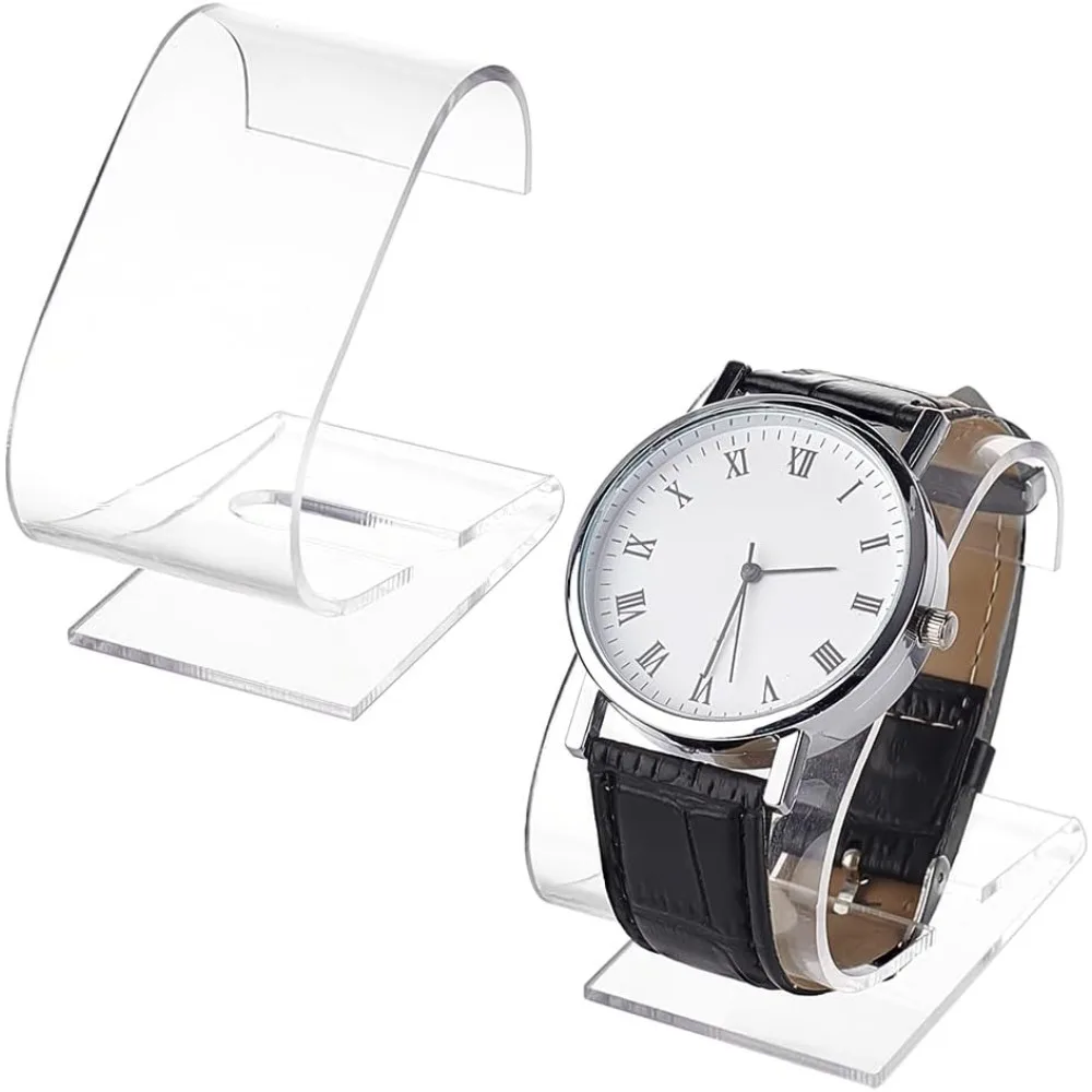 2pcs Clear Watch Stand 2.4 x 2.4 x 1.3 inch Single Watch Holder Display Acrylic Bracelet Display Rack Jewelry Holder Stand Watch