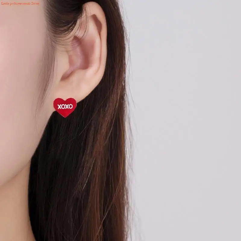 F92D Love Ear Studs Earrings UV Crystal Epoxy Mold Keychain Pendant Silicone Mould