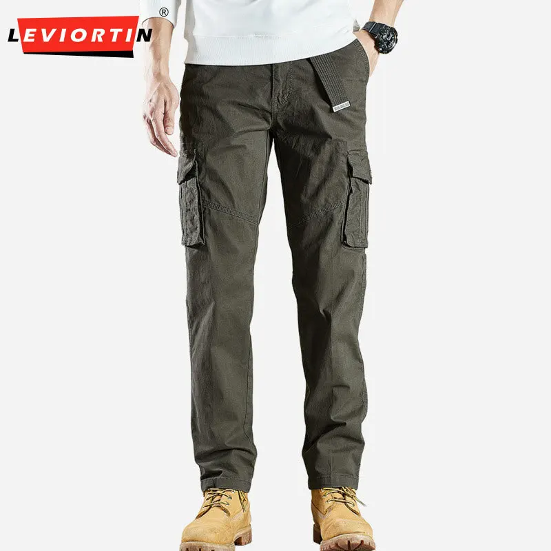 Autumn Men's American Retro Loose Casual Pants, Stain resistant, Wear resistant, Elastic waistband, Washed Straight Leg Pants