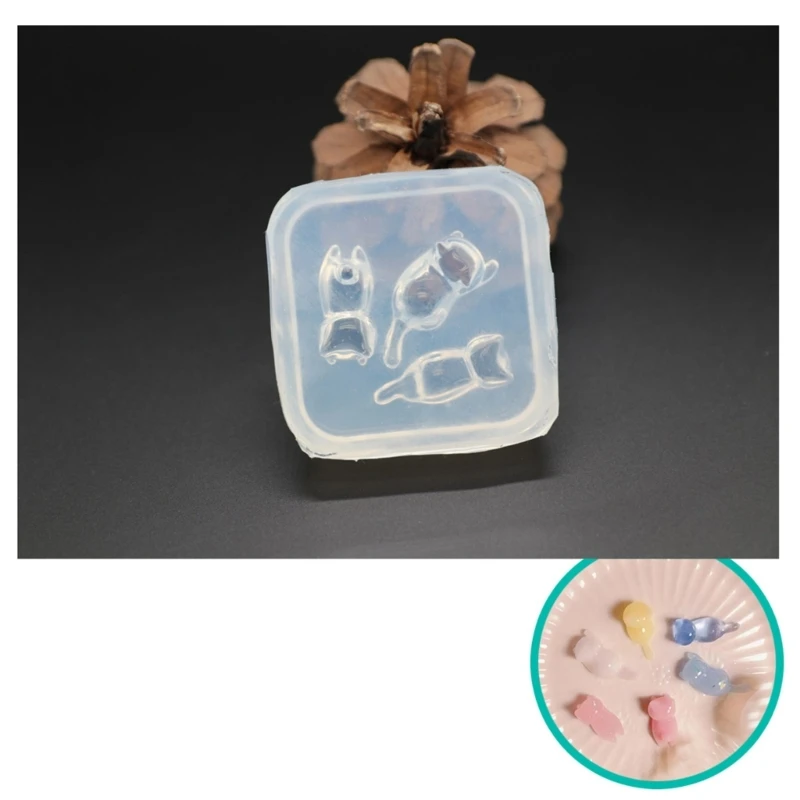 DIY Mini 3D Nail Art Decorations Silicone Mold DIY Resin Epoxy Mould Cats Shape Ear Rings Hooks Jewelry Pendants Making Mold