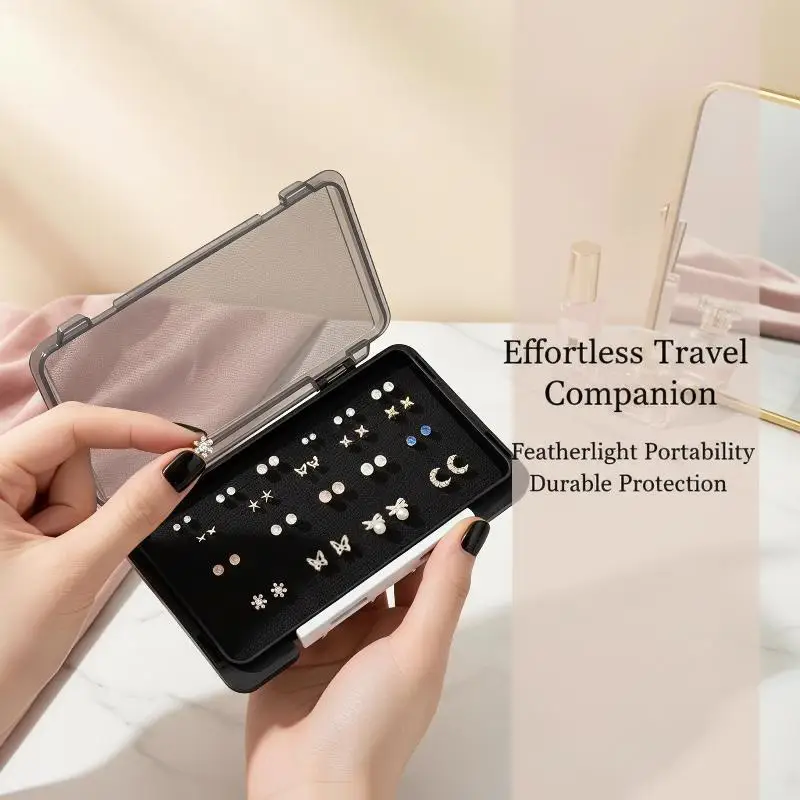 Portable Earring Storage Box Small Jewelry Organizer With Sponge Holes Earrings Studs Display Case For Jewelry Storage