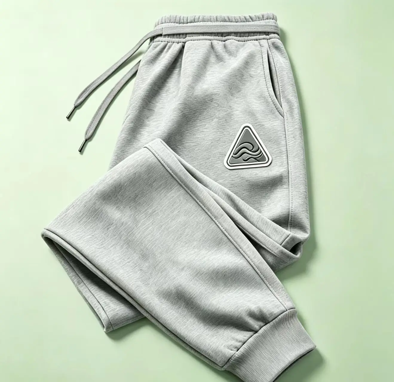 Unisex Triangle Wave Logo Sweatpants Men Women Casual Joggers Elastic Waist Drawstring Sports Trousers Streetwear