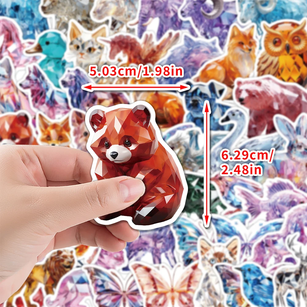 10/30/50pcs Colorful 3D Crystal Animals Stickers Cute Creative Cartoon Decals DIY Luggage Phone Laptop Kawaii Graffiti Decals