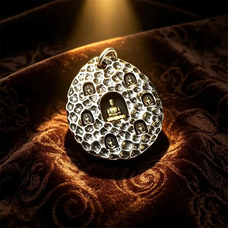 Blessing Buddha Pendant For Men Jewelry Ethnic Style Relief  Grotto Buddha Necklace Women Amulet Choker Accessories