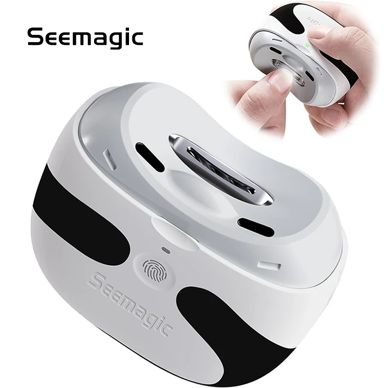 Seemagic 2-in-1 Electric Nail Clipper Automatic Trimmer LED Light 2 Speeds Safe for Adults Seniors Kids Toddlers Fingernail Tool