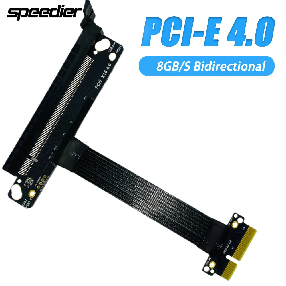 Flat PCIE X4 X16 Adapter Cable Pcie 4x 16x 4.0 Bandwidth Shielded High-speed GEN4 Silver-plated Cable Compatible with Pcie 3.0