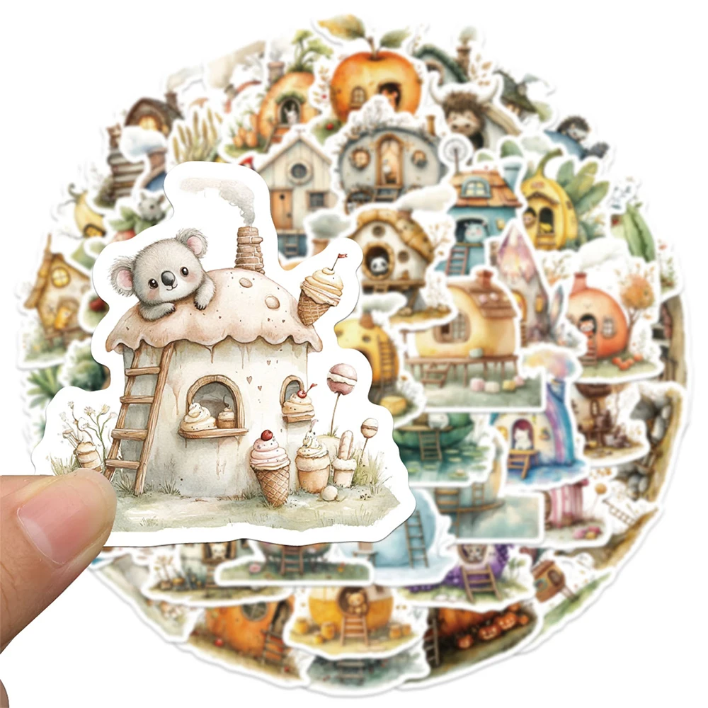 10/30/50pcs Creative Watercolor Animals Cabin Stickers Waterproof DIY Phone Notebook Luggage Cute Cartoon Graffiti Decals Decor
