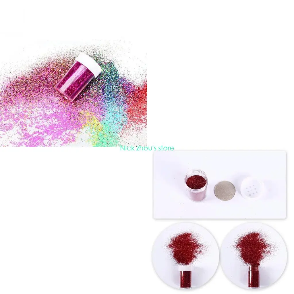 E15E 12 Bottles Fine Glitter Resin Glitter Powder for Tumbler Art Makeup 12 Colors Decors Flash Powder Glitter for Nail