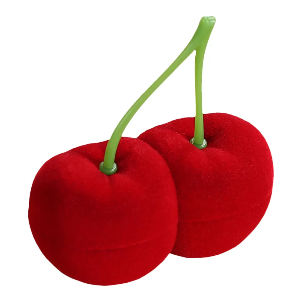 Cherry Shaped Jewelry Box High Grade Lint Material Soft Interior Scratch Proof Ring Box for Daily Wear Necklaces Pendants Ear