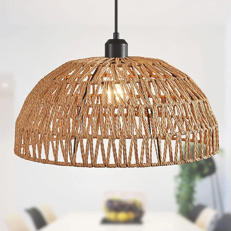 New Japanese Style Rattan Hemp Rope Hand Woven Pendant Lights B&B Pastoral Restaurant Tea Room Inn Bar Bedroom Indoor Lamp
