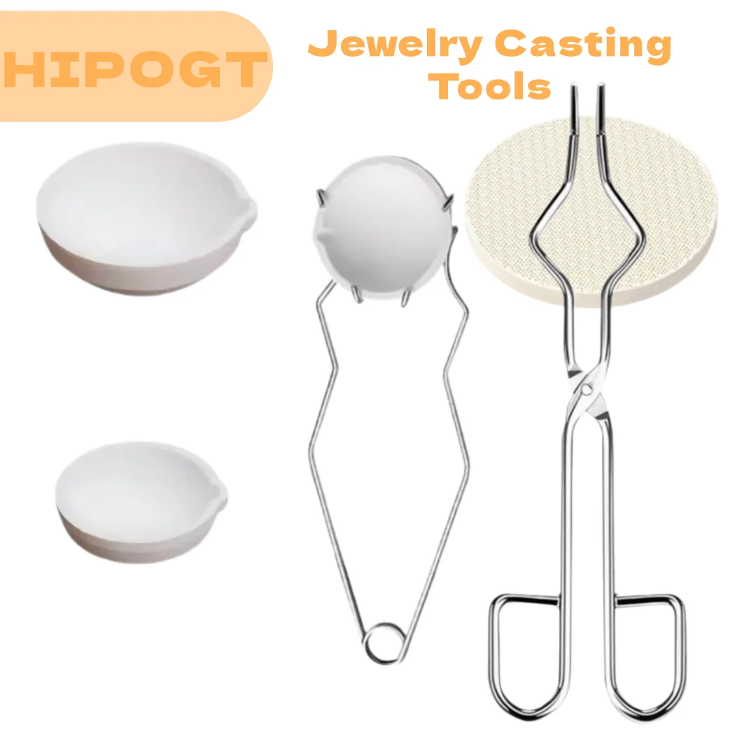Quartz Crucible with Spout with Clip Tongs Handle Jewelry Casting Tools Flat Bottom Round Metal Refining Heat-resistant Tools
