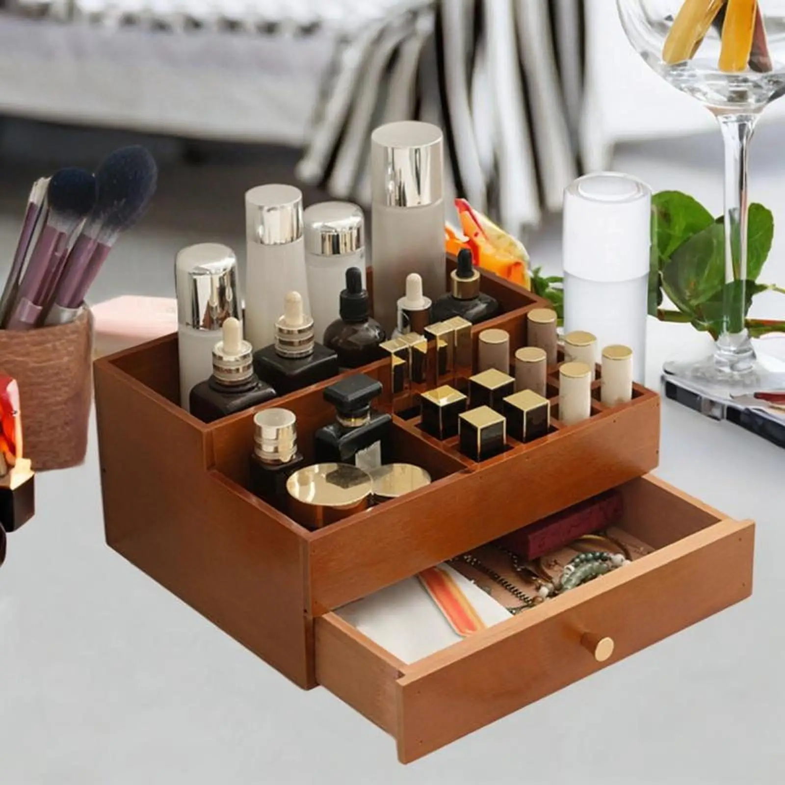 Desk Storage Box Dustproof Makeup Storage Drawer for Dresser Office Jewelry