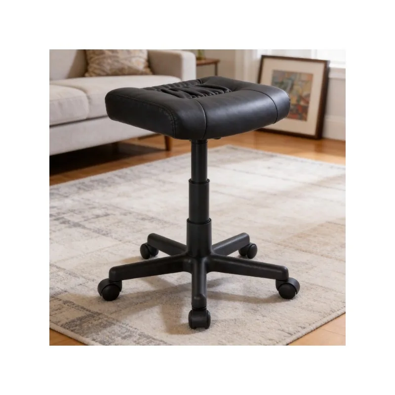 Height Adjustable Footrest Stool with Wheels, Rolling Vanity Seat Bench, Nail Technician Chair, Mobile Shoe Changing Stool