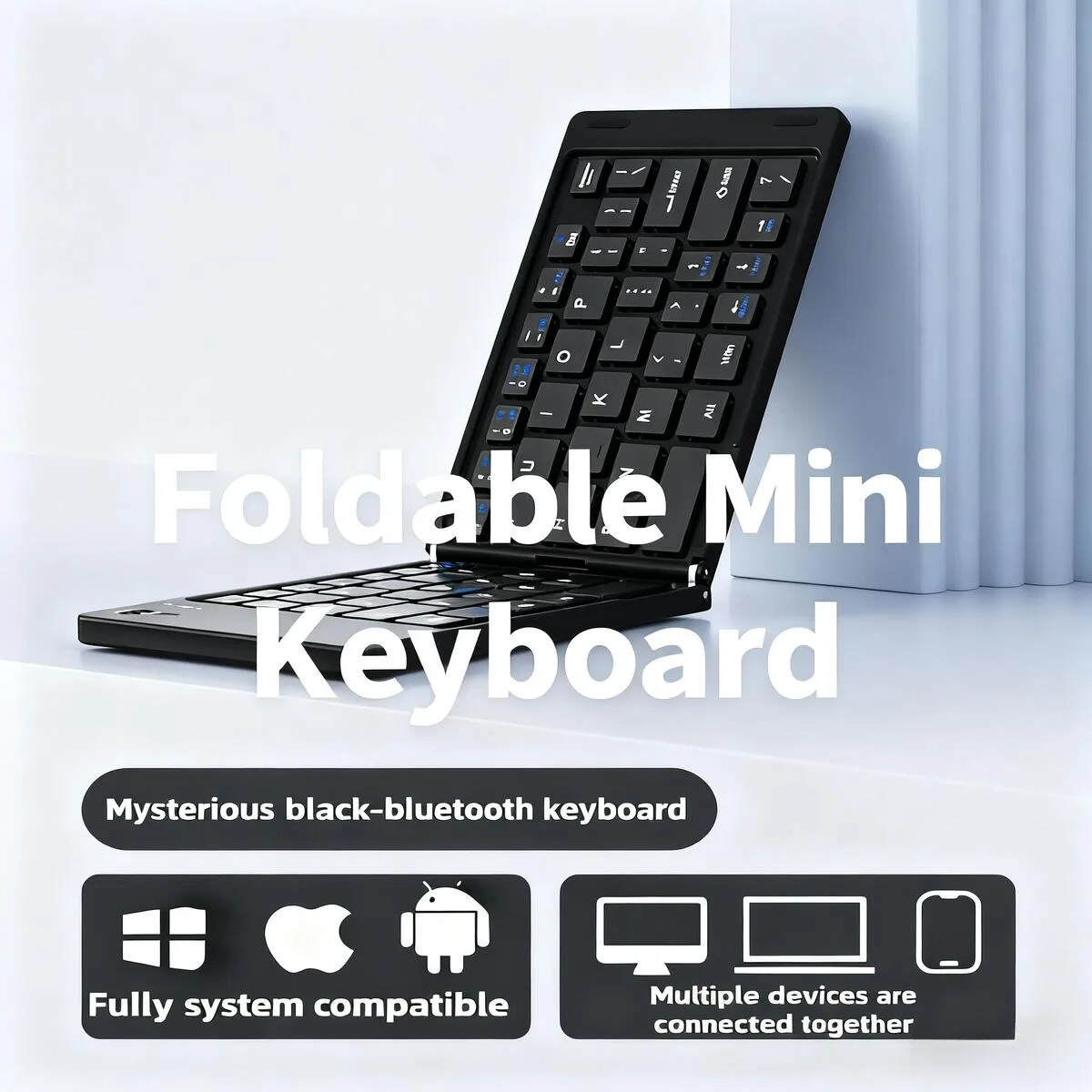 Mini Foldable Portable Bluetooth Wireless Keyboard Rechargeable Light Slim Mute Multi-system Compatibility Long Endurance Keypad