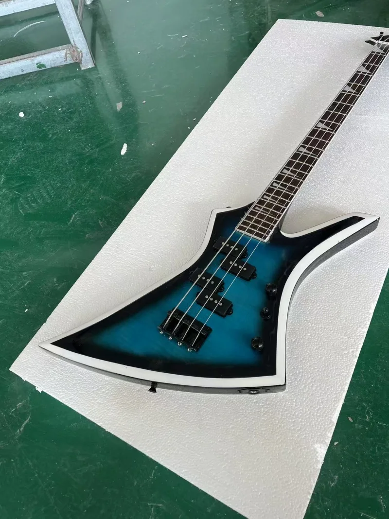New 4-string special shape electric bassRosewood fingerboardFlame maple topsBody white bindingFree delivery