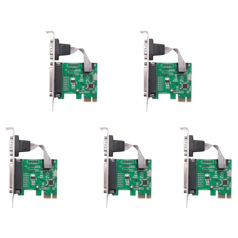 Classic-5X RS232 RS-232 Serial Port COM & DB25 Printer Parallel Port LPT To PCI-E PCI Express Card Adapter Converter