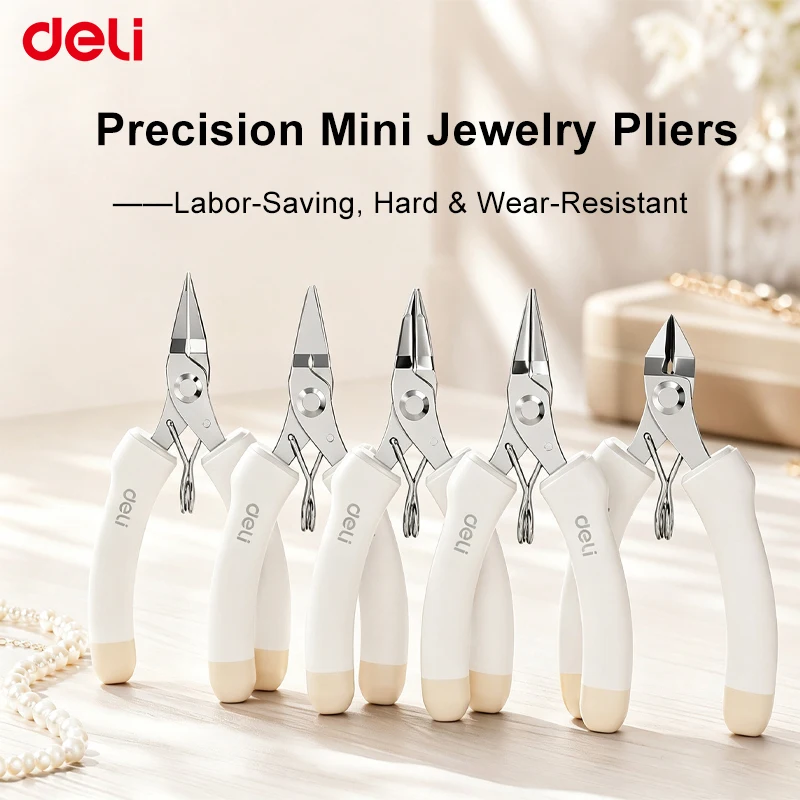 Mini Jewelry Pliers Set Needle Nose Round Bent Diagonal Cutter Stainless Steel Rubber Grip Wire Wrapping Beading Hand Tool