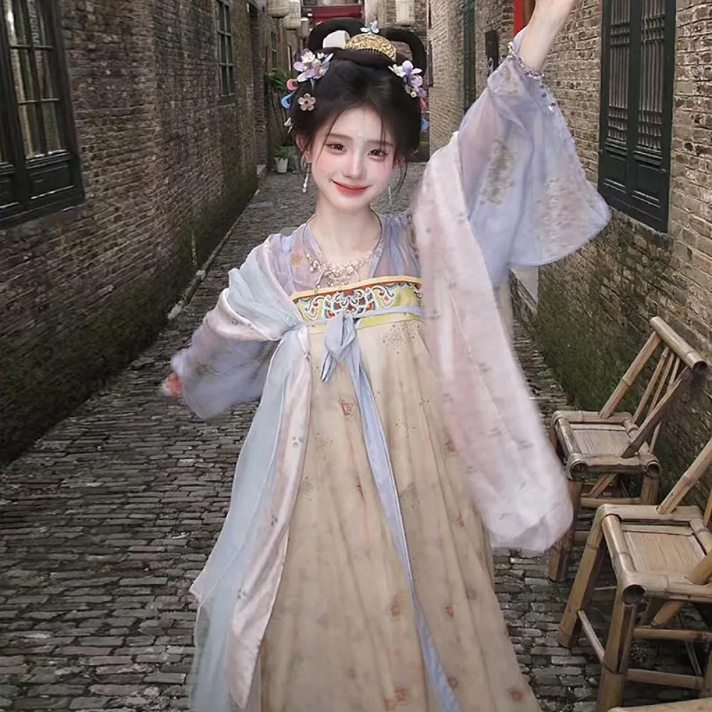 Tang Dynasty Hanfu Printed Chest-length Skirt Small Man Fairy Fluttering Daily Broken Skirt Summer
