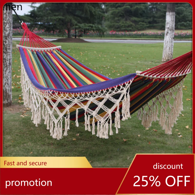 Hxl tassel hammock - outdoor anti-rollover, heavy-duty canvas