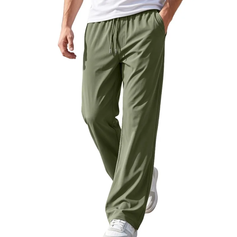 Men High Stretch Ice Silk Pants Summer Quick Dry Lightweight Breathable Straight Leg Long Sports Trousers For AliExpress