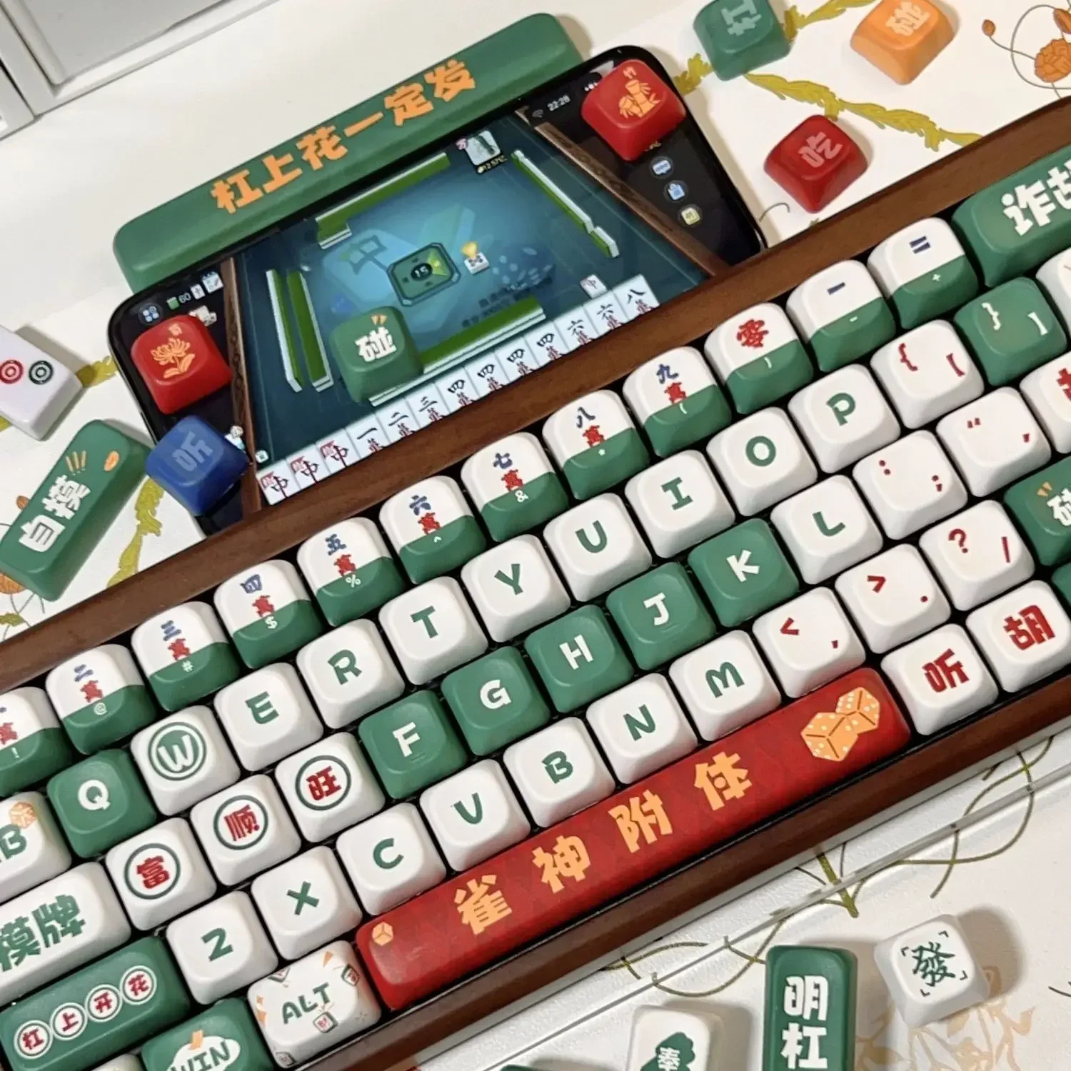 PBT Mahjong Keycaps KOA Profile Square Key Cap Dye Sublimation for MX Mechanical Keyboard KeyCap Keyboards Accessories