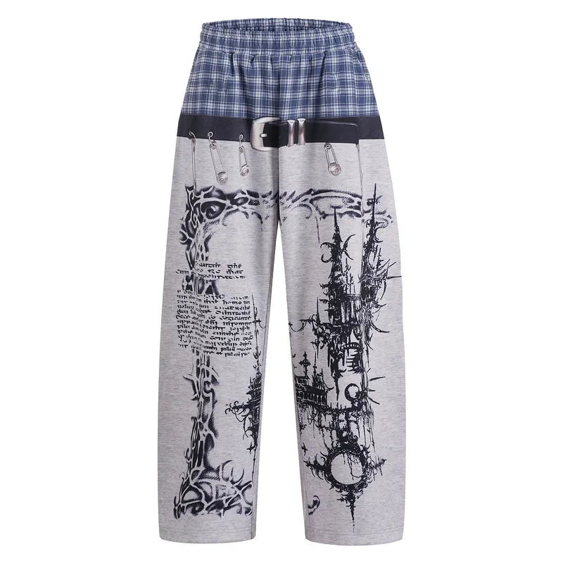 Men's Fashion Graffiti Hip Hop Pants High Street Loose Fit Oversized Trousers Painted Graffy Sweatpants Elastic Waist Vibe Style