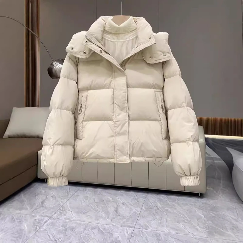 Winter Women's Hoody Parkas Small Fellow Warm Veste Elegant Jacket Plaid Ruched Long Sleeve Loose Soft Coat Retro Femme Clothing
