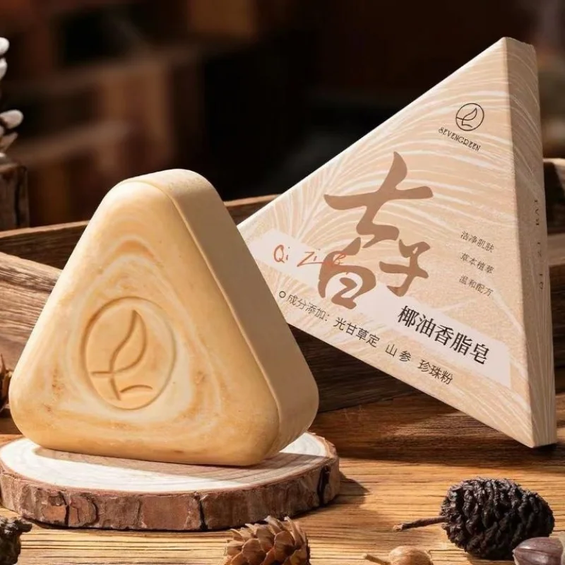 Ginseng Extract Plant Herbal Soap 120g Gentle Cleansing Brightening Face Soap Control Oil Reduce Dullness Natural Skincare Soap