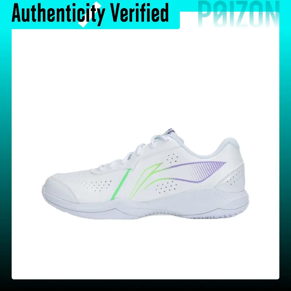 Li Ning Badminton Collection Cushioning Slip Resistant Breathable Low top Badminton Shoes Unisex White AYTS020-11