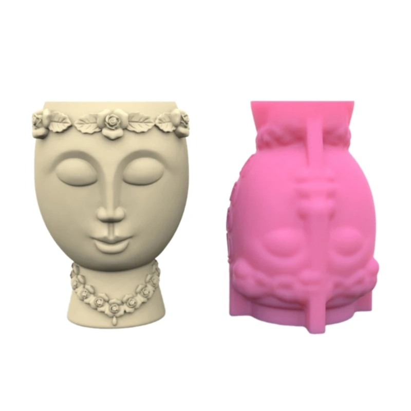 Silicone Vase Mold Crafting Supplies Silicone Flowerpot Mold Face for DIY Dropshipping
