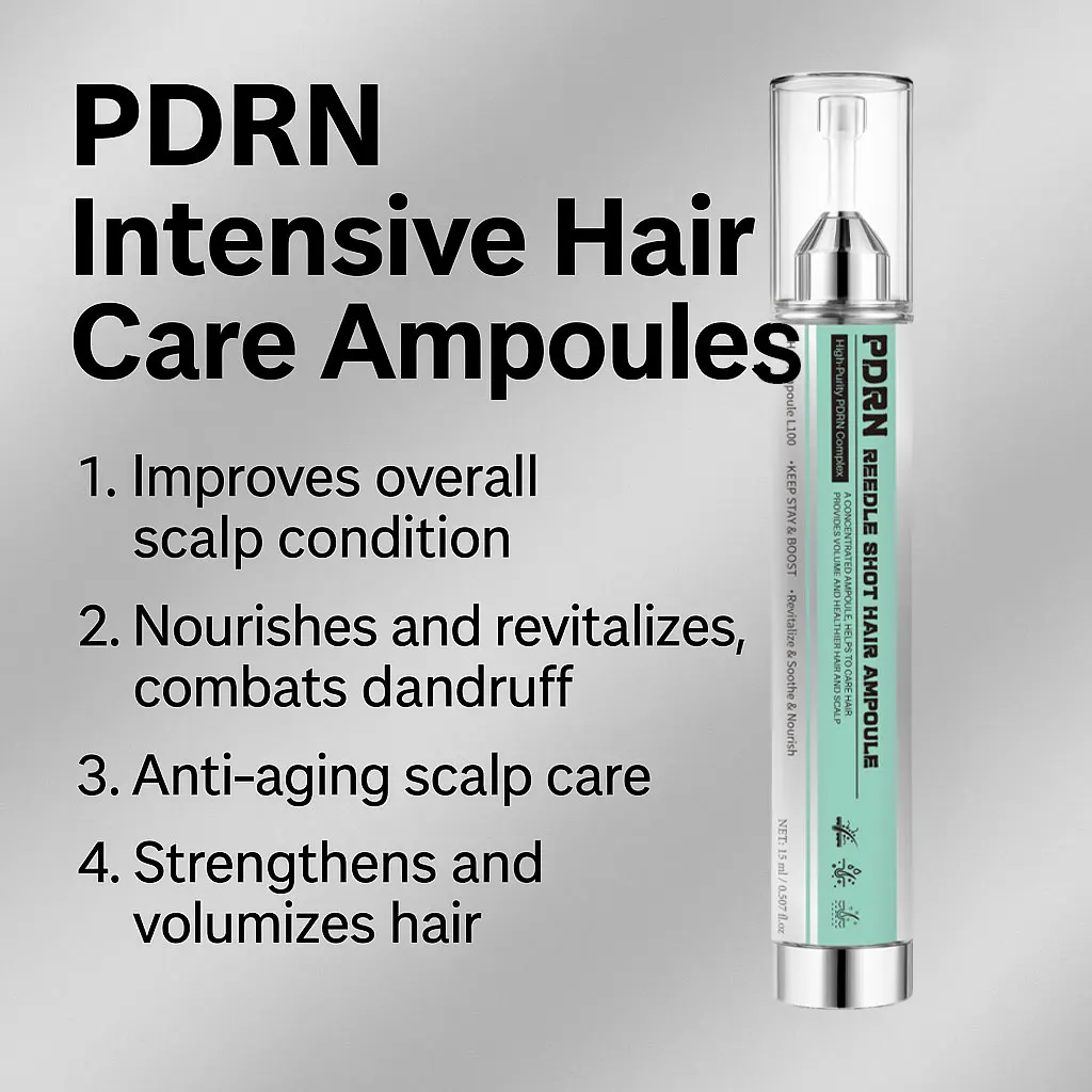 PDRN Needle Shot Hair Ampoule, High Purity PDRN Complex Scalp Serum for Hair Root Care, Volumizing & Nourishing Leave-In Essence