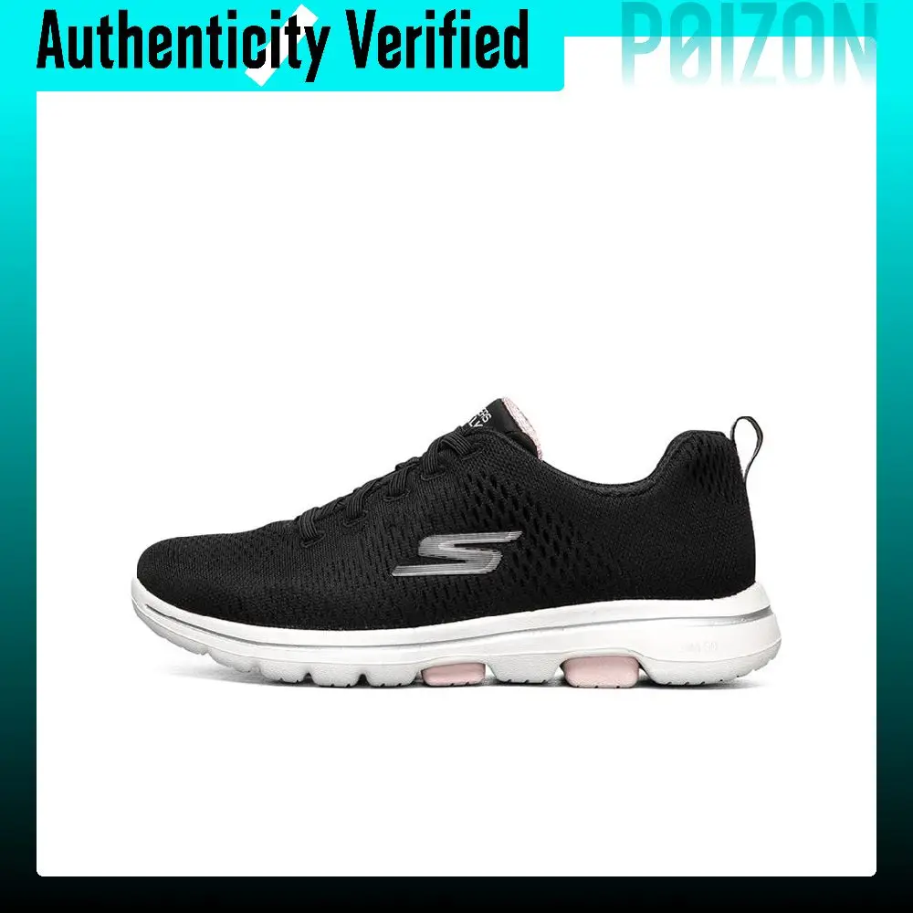 Skechers Go Walk 5 Synthetic Leather, Textile Abrasion Resistant Low top Running Shoes Women's Black 124242-BKLP