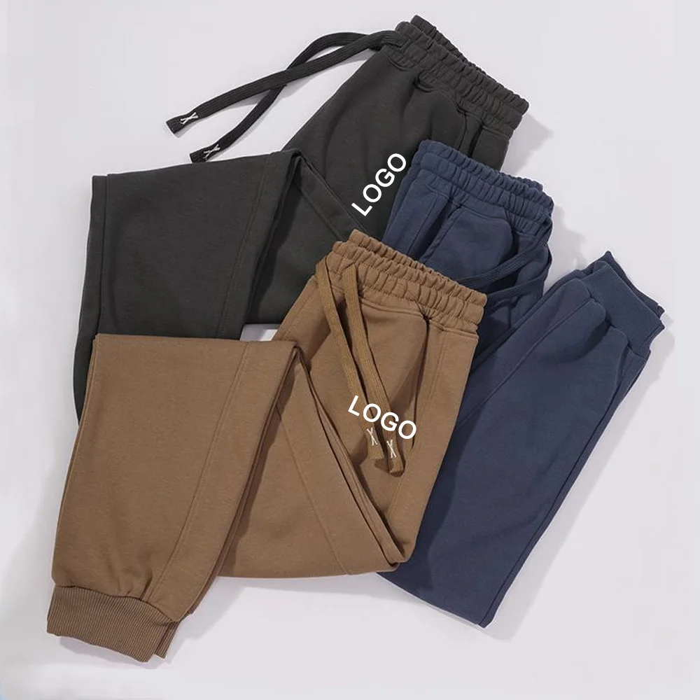 Customize your logo, spring and autumn cotton sweatpants, high-quality knitted joggers with cuffs, stylish fitness running pants