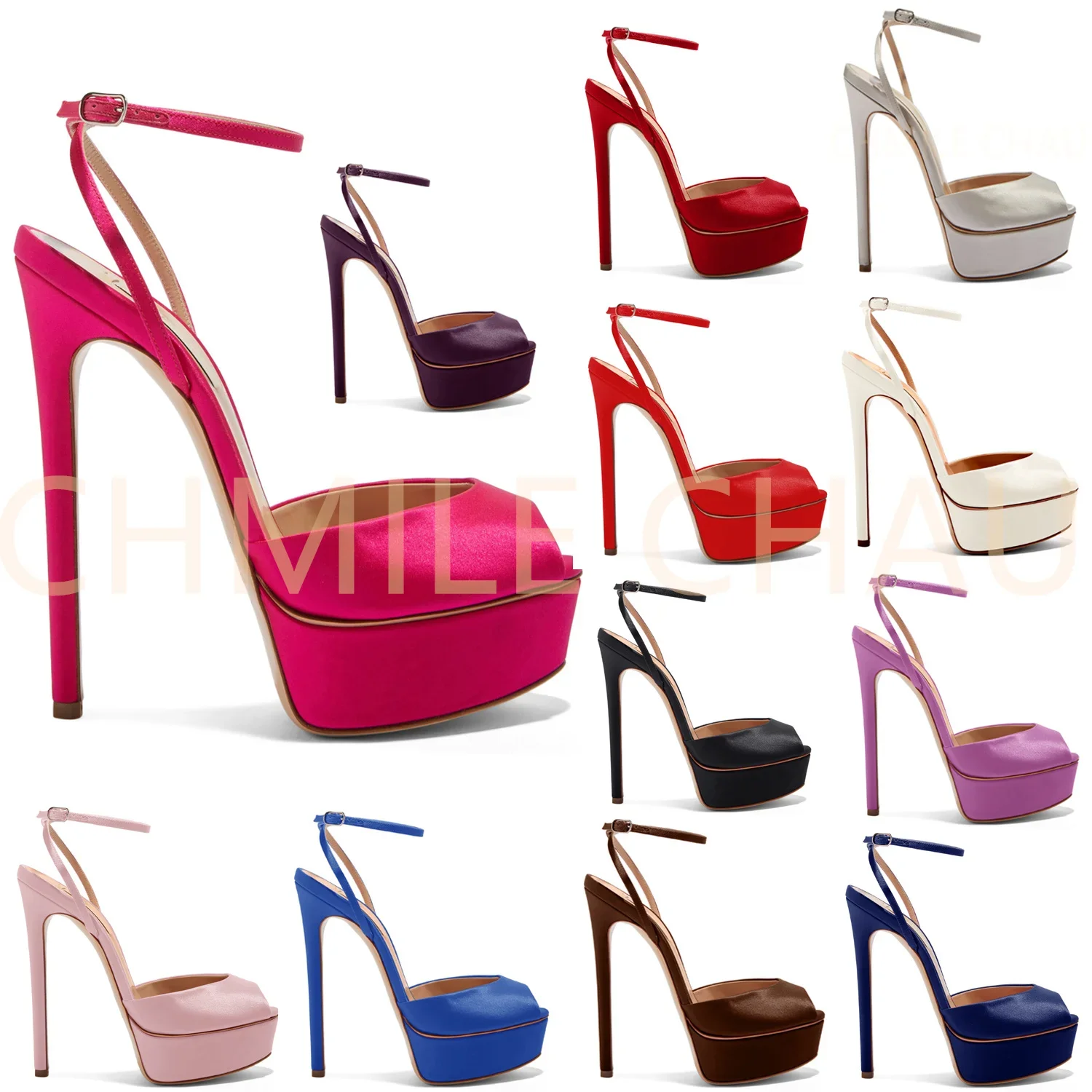 Measure Your Feet Length Before OrderLuxury Designer Women Elegant Platform Sandals High Heel Dress Plus Size Shoes 34-CHC-30