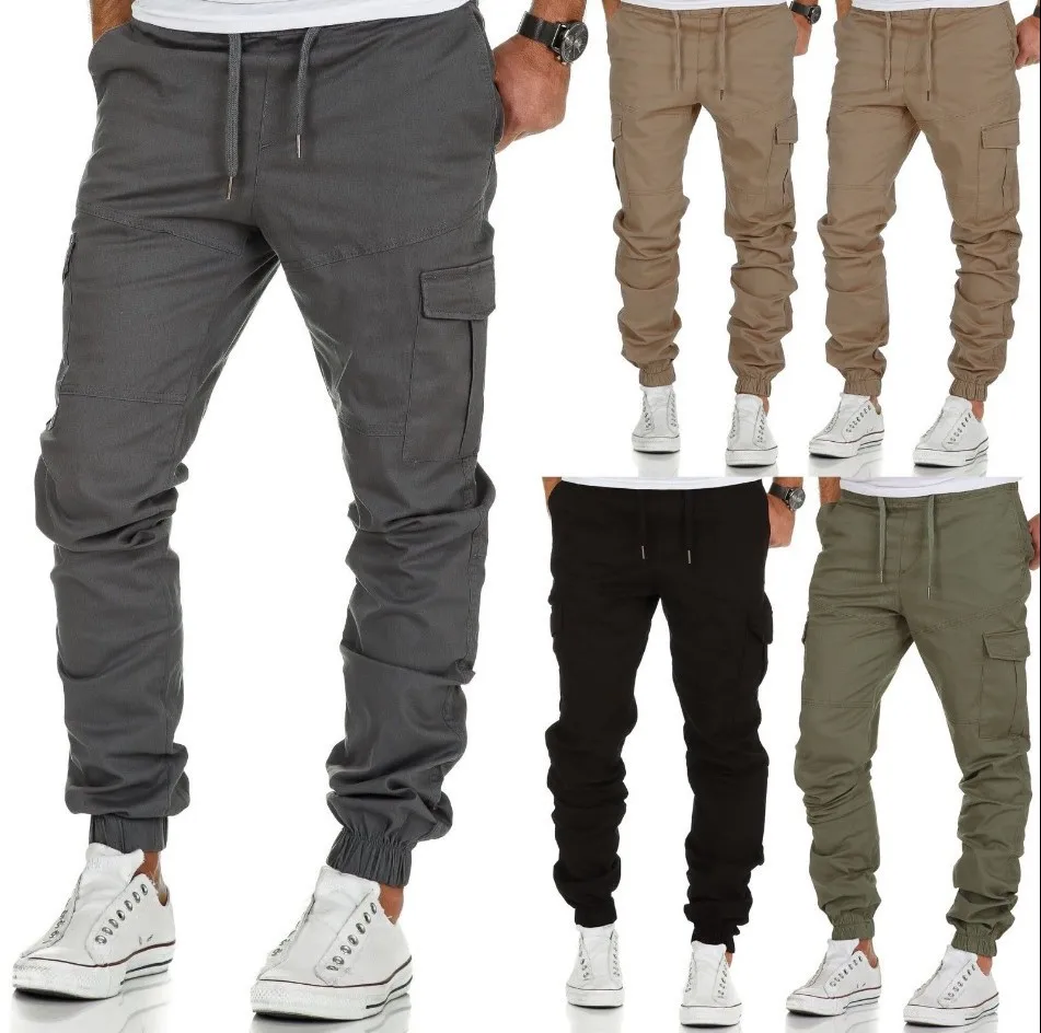 Men's Tooling Multi-Pocket Trousers Men's Woven Casual Pants Sports Tights
