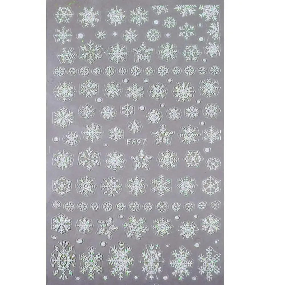 Adhesive White Christmas Nail Art Bells Elk Nail Decals Nail Art Decorations Christmas Nail Stickers Snowflake Nail Stickers