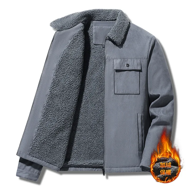 Winter Men Fleece Suede Coats Down Jackets Casual Jaquetas New Fashion Male Thicker Warm Parkas Short Cargo Jackets