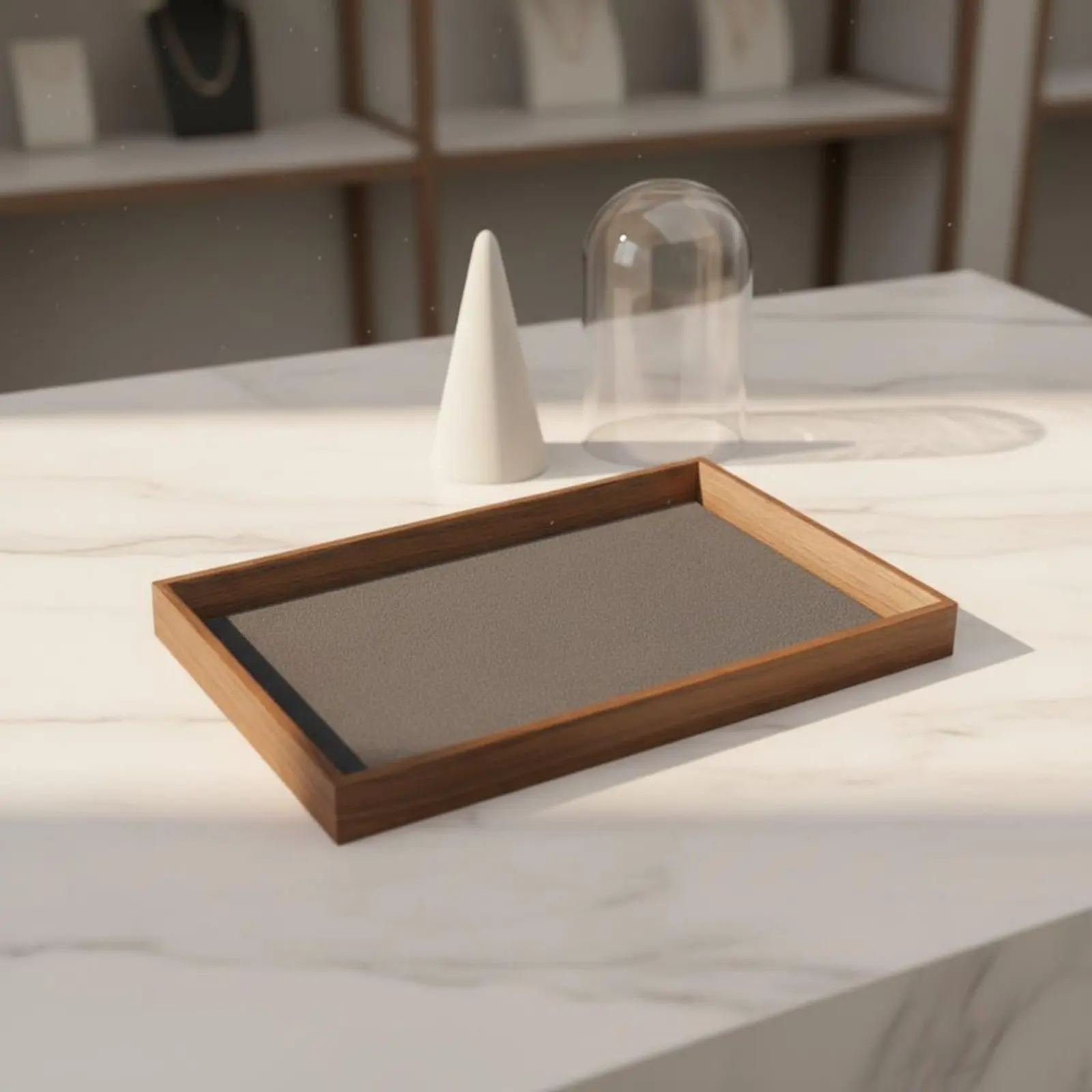 Black Walnut Display Tray Minimalist Design Wooden Jewelry Tray Retro Wood Grain Platter Sturdy and Stable for Dressing Table
