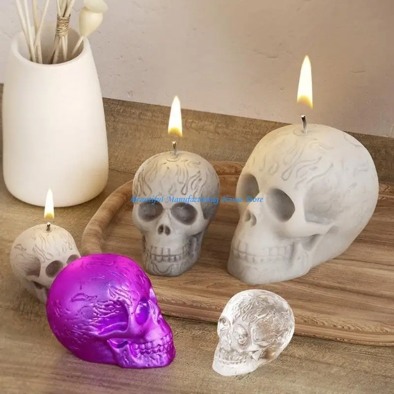 E56A Halloween Skull Silicone Mold Cement Gypsum Mold Crystal Epoxy Resin Mold