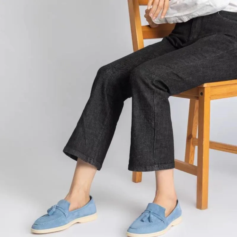 Women's Suede Loafers - Slip-On Comfort Flats with Sheepskin Lining, Multiple Colors, Comfortable Casual & Office Shoes